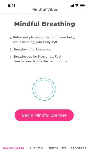 Picture of mindful breathing screen